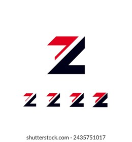 Technical future font, digital cyber alphabet, set of four different thicknesses of the trendy modern letter Z, for your logo or brand company design, vector illustration 10EPS