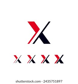 Technical future font, digital cyber alphabet, set of four different thicknesses of the trendy modern letter X, for your logo or brand company design, vector illustration 10EPS