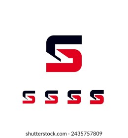 Technical future font, digital cyber alphabet, set of four different thicknesses of the trendy modern letter S, for your logo or brand company design, vector illustration 10EPS