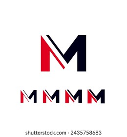 Technical future font, digital cyber alphabet, set of four different thicknesses of the trendy modern letter M, for your logo or brand company design, vector illustration 10EPS