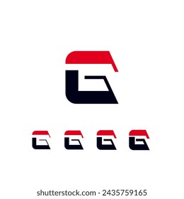 Technical future font, digital cyber alphabet, set of four different thicknesses of the trendy modern letter G, for your logo or brand company design, vector illustration 10EPS