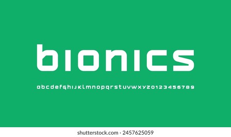 Technical future font, digital cyber alphabet, bold lowercase letters A, B, C, D, E, F, G, H, I, J, K, L, M, N, O, P, Q, R, S, T, U, V, W, X, Y, Z and numerals 0, 1, 2, 3, 4, 5, 6, 7, 8, 9, vector ill