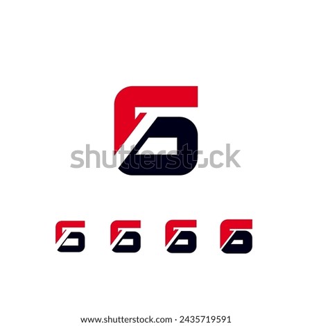 Technical future font, digital cyber alphabet, set of four different thicknesses of the trendy modern number 6, vector illustration 10EPS
