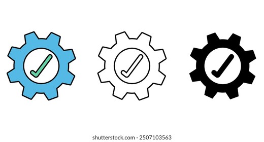 Technical gear and check icon set. Checking assistance symbol isolated background. repair instruments flat simple infographics design template. vector illustration.