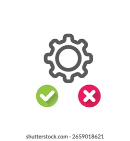 Technical gear icon with check mark.