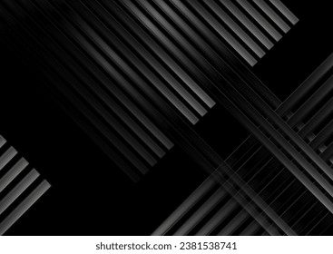 Fondo geométrico técnico con rayas brillantes mínimas. Resumen de diseño vectorial gris oscuro