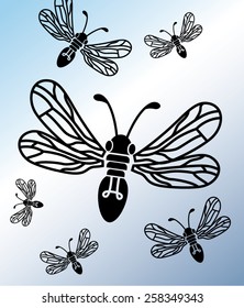 technical glowworm robot with light bulb