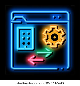 technical home folder neon light sign vector. Glowing bright icon technical home folder sign. transparent symbol illustration