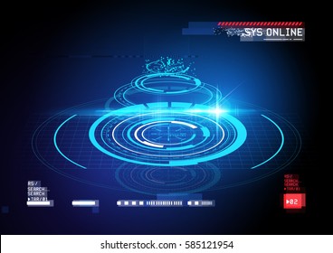 technical HUD display cross section with futuristic digital interface elements. Vector illustration