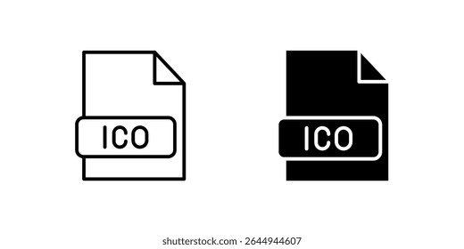 Technical ICO file format icon set for documents, image files, and digital data. Useful for web development and software applications.