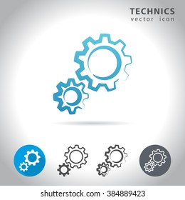 Technical icon set, collection of cogwheel icons, vector illustration