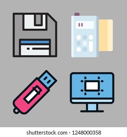 technical icon set. vector set about floppy disk, technology and technological icons set.