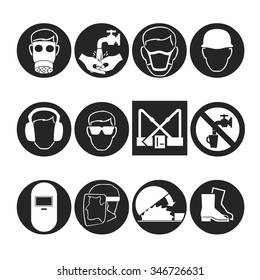 technical icons human protection and safety at the enterprise