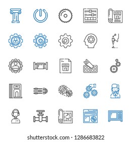 technical icons set. Collection of technical with microwave, settings, blueprint, pipe, customer service, setting, divider, saw, d printer. Editable and scalable technical icons.
