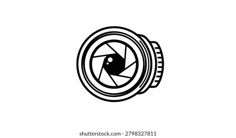 Technical illustration of a camera lens barrel from a side perspective, ideal for instructional diagrams, photography equipment guides, and tech product design.