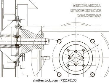 Technical illustration. Mechanical engineering. Backgrounds of engineering subjects. Technical design. Instrument making