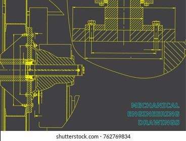 Technical illustration. Mechanical engineering. Backgrounds of engineering subjects. Technical design. Instrument making. Cover, banner, flyer, background. Corporate Identity. Gray