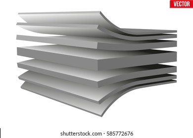 Technical illustration of a multilayer fabric. Demonstration of the structure of the material. Vector Illustration isolated on white background