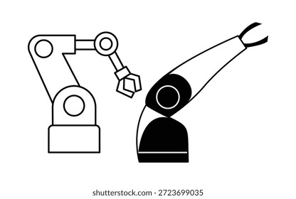 Ilustración técnica de brazo robótico con mecanismo de pinza para diseño de ingeniería y automatización
