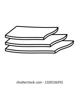Technical illustration of a sandwich multilayer fabric. Vector outline icon isolated on white background.