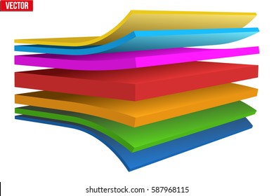 Technical illustration of a sandwich multilayer fabric. Demonstration of the structure of membrane material. Vector Illustration isolated on white background