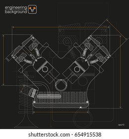 Technical illustrations. Mechanical engineering the drawing. For technical design. Black
