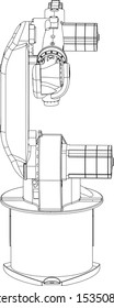 technical industrial robot in 3d draw