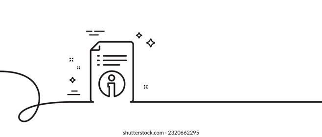 Technical information line icon. Continuous one line with curl. Instruction sign. Technical info single outline ribbon. Loop curve pattern. Vector