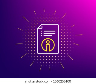 Technical information line icon. Halftone pattern. Instruction sign. Gradient background. Technical info line icon. Yellow halftone pattern. Vector