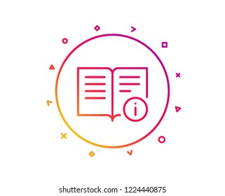 Technical information line icon. Instruction sign. Gradient pattern line button. Technical info icon design. Geometric shapes. Vector