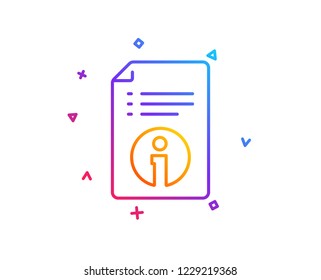 Technical information line icon. Instruction sign. Gradient line button. Technical info icon design. Colorful geometric shapes. Vector