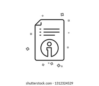 Technical information line icon. Instruction sign. Geometric shapes. Random cross elements. Linear Technical info icon design. Vector