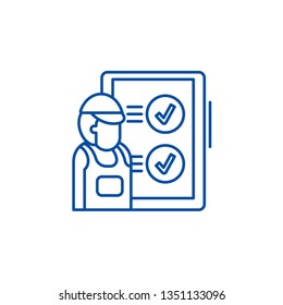 Technical inspection line icon concept. Technical inspection flat  vector symbol, sign, outline illustration.