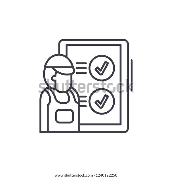 Technical inspection line icon\
concept. Technical inspection vector linear illustration, symbol,\
sign