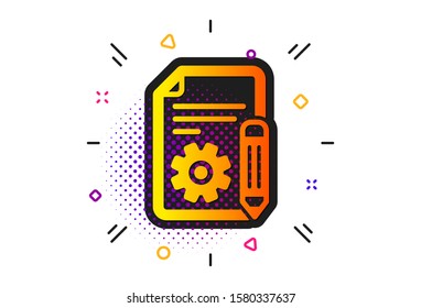Technical instruction sign. Halftone circles pattern. Documentation icon. Classic flat documentation icon. Vector