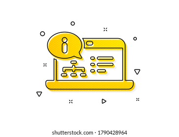 Signo de instrucción técnica. Icono de documentación en línea. Patrón de círculos amarillos. Icono clásico de documentación en línea. Elementos geométricos. Vector