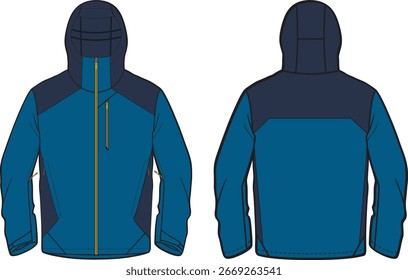 Technical Jacket Schematic Front and Back View 