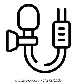 Technical lapel microphone icon outline vector. Digital lavalier mic. Recording sound device