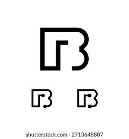 Letra técnica B, alfabeto digital cyber font, incluyendo el conjunto de tres letras diferentes, Ilustración vectorial 10EPS