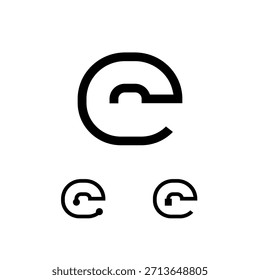 Letra técnica C, alfabeto digital cyber font, incluyendo el conjunto de tres letras diferentes, Ilustración vectorial 10EPS