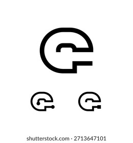 Letra técnica G, alfabeto digital cyber font, incluyendo el conjunto de tres letras diferentes, Ilustración vectorial 10EPS