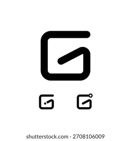 Technical letter G, digital cyber alphabet font, including set of three different letter, vector illustration 10EPS