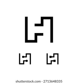 Letra técnica H, alfabeto digital cyber font, incluyendo el conjunto de tres letras diferentes, Ilustración vectorial 10EPS