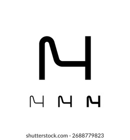 Letra técnica H, fonte digital ciber alfabeto, incluindo conjunto de três espessuras diferentes da moderna letra na moda (regular, médio, negrito), ilustração vetorial 10EPS