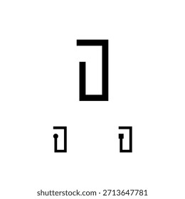 Letra técnica I, alfabeto digital cyber font, incluyendo conjunto de tres letras diferentes, Ilustración vectorial 10EPS