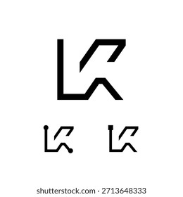 Letra técnica K, alfabeto digital cyber font, incluyendo el conjunto de tres letras diferentes, Ilustración vectorial 10EPS