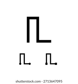 Letra técnica L, alfabeto digital cyber font, incluyendo el conjunto de tres letras diferentes, Ilustración vectorial 10EPS