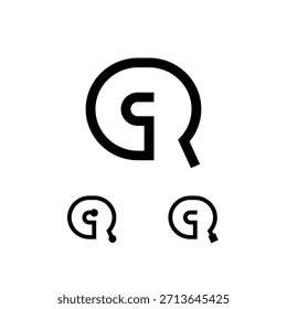 Technical letter Q, digital alphabet cyber font, including set of three different letter, vector illustration 10EPS