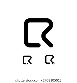 Letra técnica R, fonte ciberalfabeto digital, incluindo conjunto de três letras diferentes, ilustração vetorial 10EPS