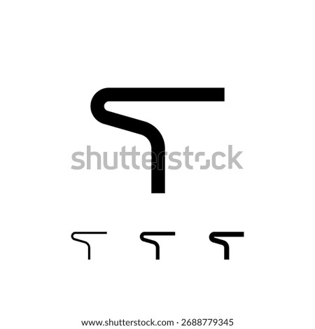Technical letter T, digital cyber alphabet font, including set of three different thicknesses of the trendy modern letter (regular, medium, bold), vector illustration 10EPS